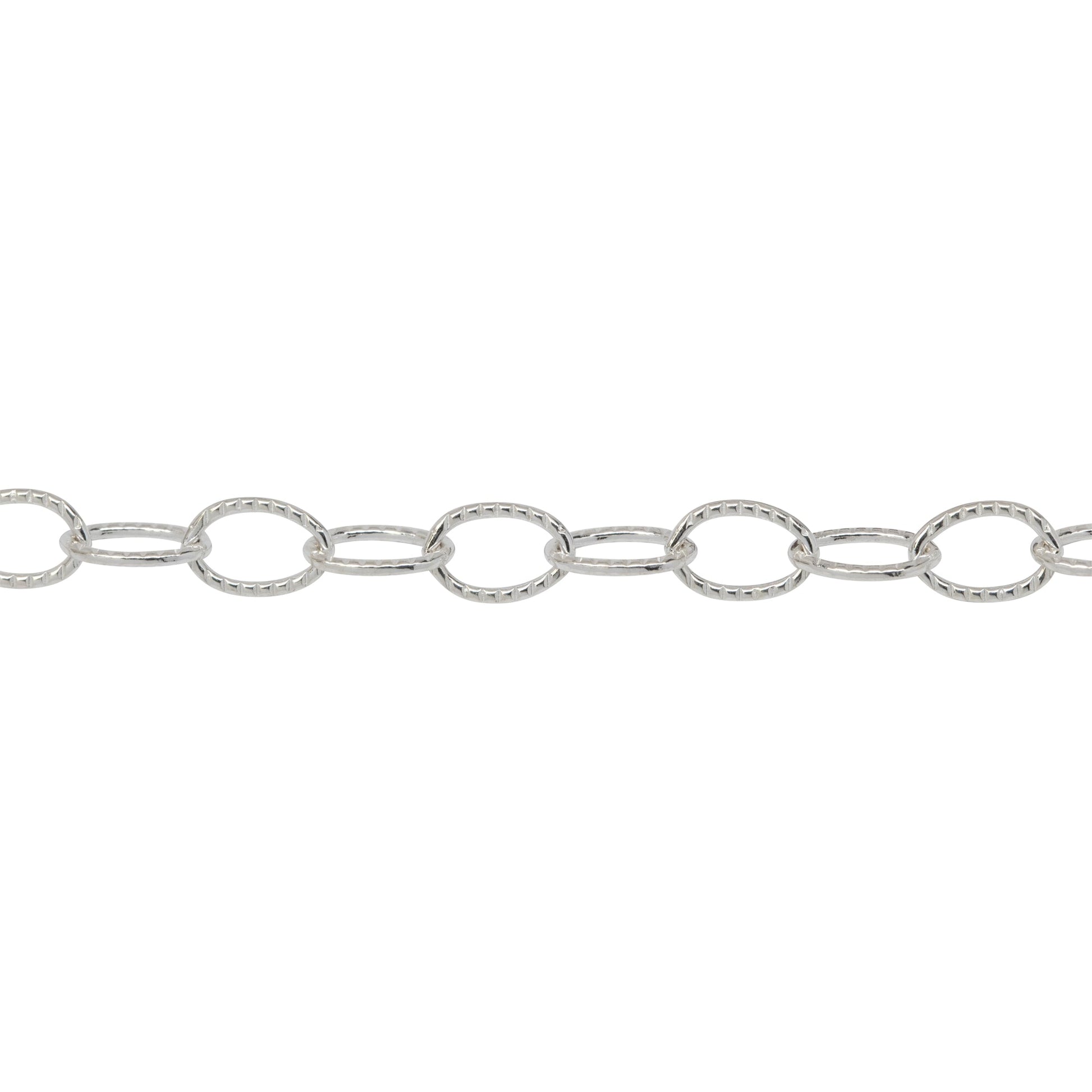 Chain by Foot. Sterling Silver 4.6mm Width by 6.7mm Length, Corrugated Cable Chain. Price per: 1 Foot.