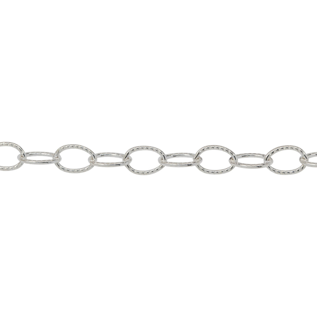 Chain by Foot. Sterling Silver 4.6mm Width by 6.7mm Length, Corrugated Cable Chain. Price per: 1 Foot.