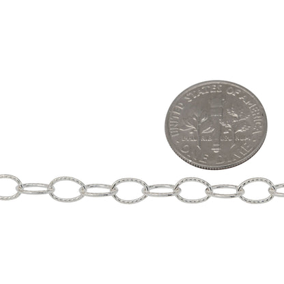 Sterling Silver 4.6mm Width by 6.7mm Length, Corrugated Cable Chain. Price per: 1 Foot.
