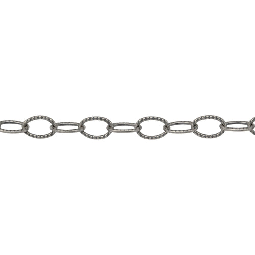 Chain by Foot. Sterling Silver Oxidized 4.6mm Width by 6.7mm Length, Corrugated Cable Chain. Price per: 1 Foot.