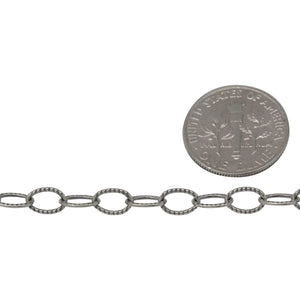 Sterling Silver Oxidized 4.6mm Width by 6.7mm Length, Corrugated Cable Chain. Price per: 1 Foot.