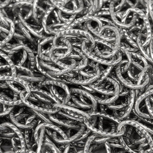 Sterling Silver Oxidized 4.6mm Width by 6.7mm Length, Corrugated Cable Chain. Price per: 1 Foot.