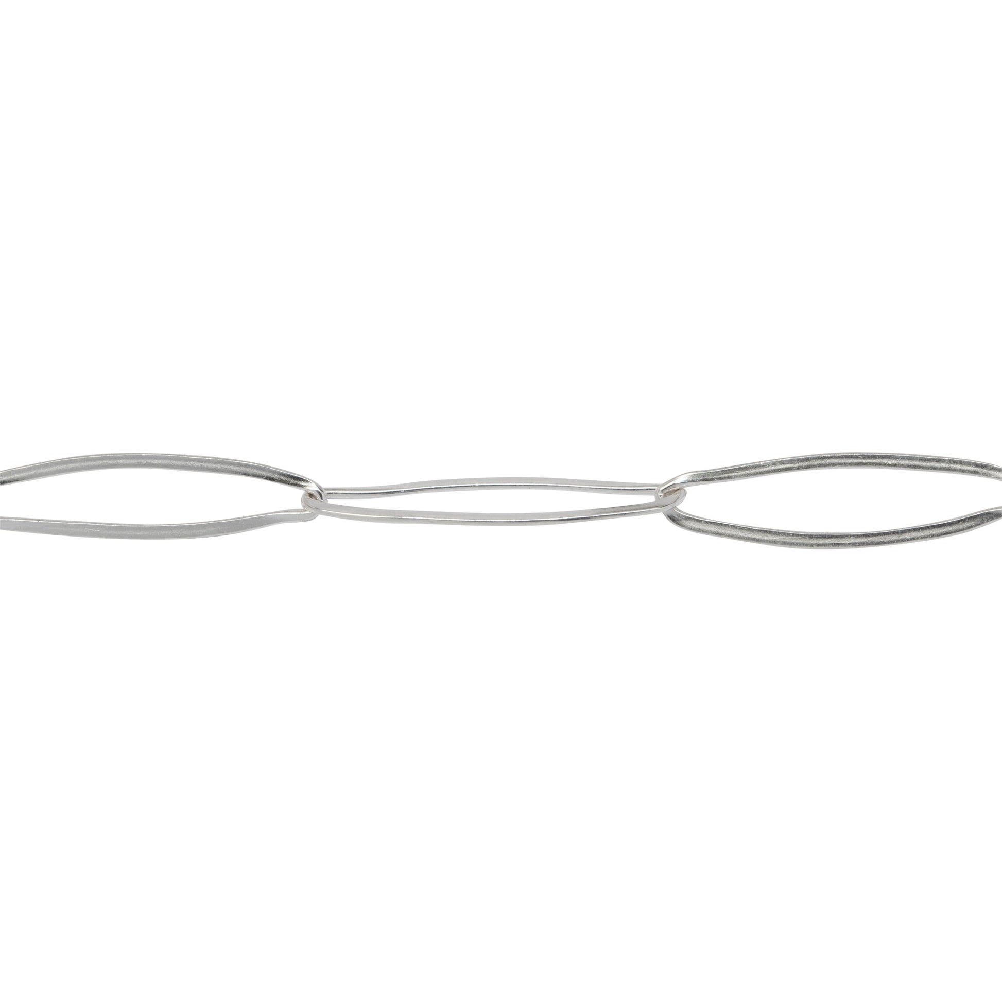 Chain by Foot. Sterling Silver 5.8mm Width by 17.0mm Length, Flat Paper Clip Chain. Price per: 1 Foot.