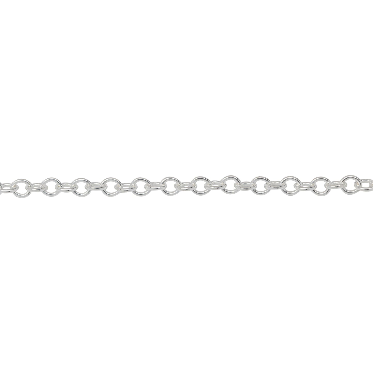 Chain by Foot. Sterling Silver 2.54mm Width by 3.25mm Length, Smooth Cable Chain. Price per: 1 Foot.