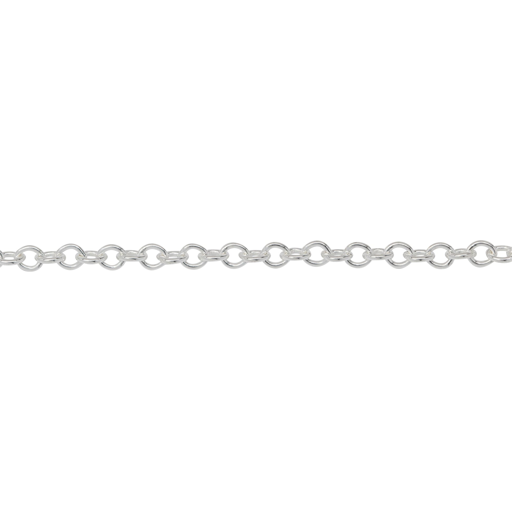 Chain by Foot. Sterling Silver 2.54mm Width by 3.25mm Length, Smooth Cable Chain. Price per: 1 Foot.