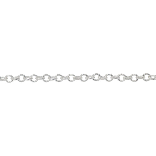 Chain by Foot. Sterling Silver 2.54mm Width by 3.25mm Length, Smooth Cable Chain. Price per: 1 Foot.