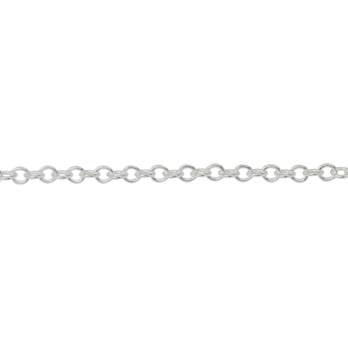 Chain by Foot. Sterling Silver 2.54mm Width by 3.25mm Length, Smooth Cable Chain. Price per: 1 Foot.