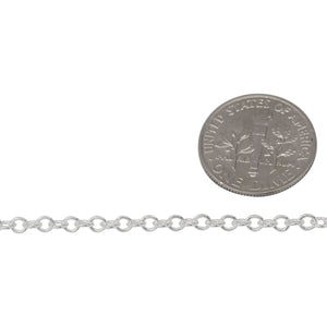 Sterling Silver 2.54mm Width by 3.25mm Length, Smooth Cable Chain. Price per: 1 Foot.