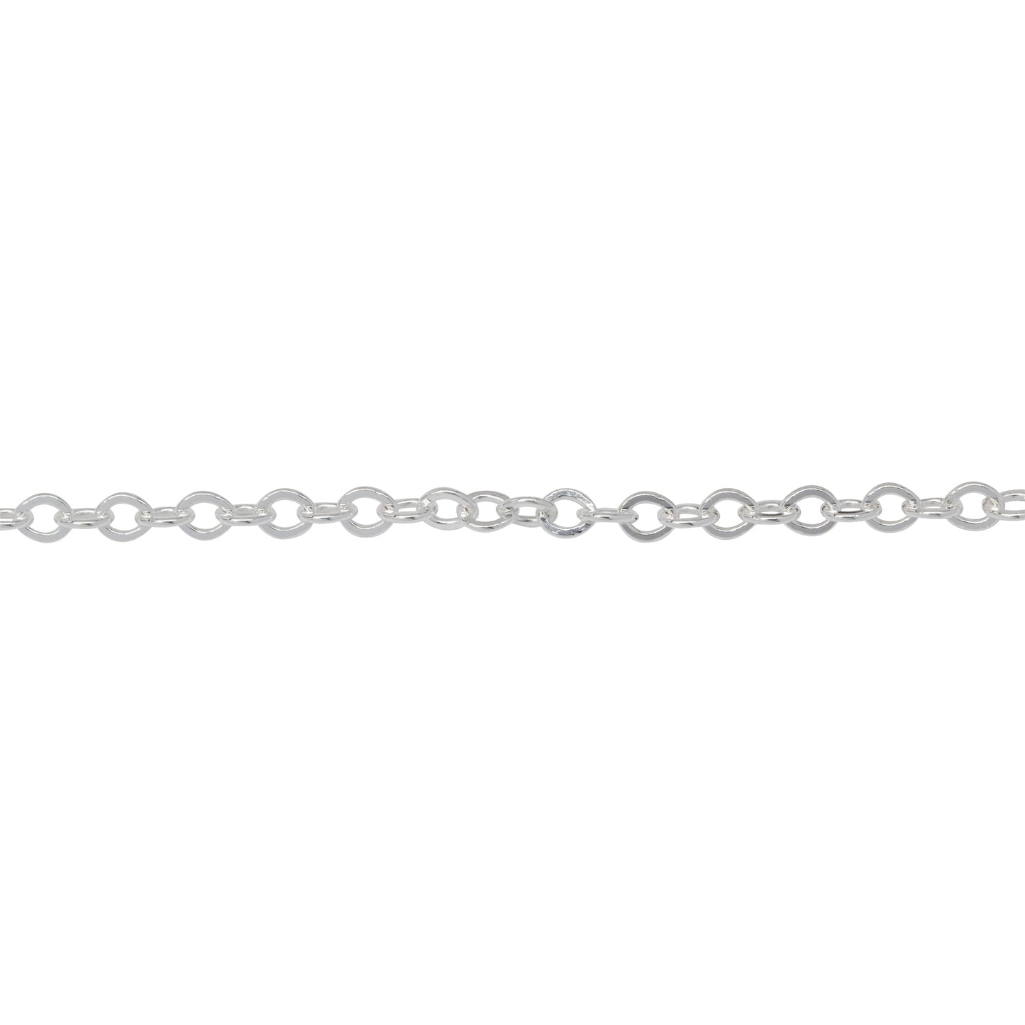 Chain by Foot. Sterling Silver 2.54mm Width by 3.0mm Length, Flat Cable Chain. Price per: 1 Foot.