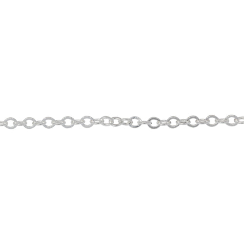 Chain by Foot. Sterling Silver 2.54mm Width by 3.0mm Length, Flat Cable Chain. Price per: 1 Foot.