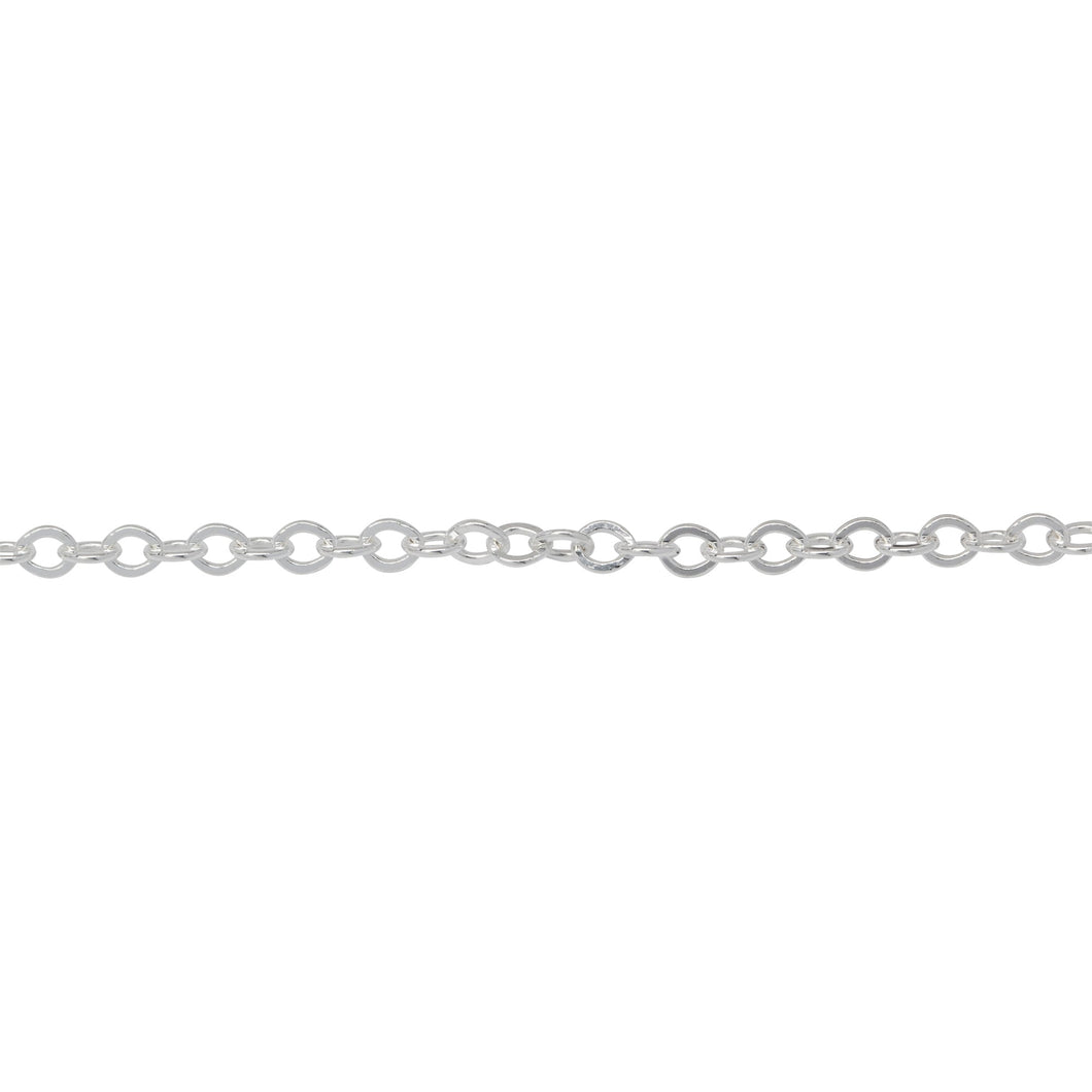 Chain by Foot. Sterling Silver 2.54mm Width by 3.0mm Length, Flat Cable Chain. Price per: 1 Foot.