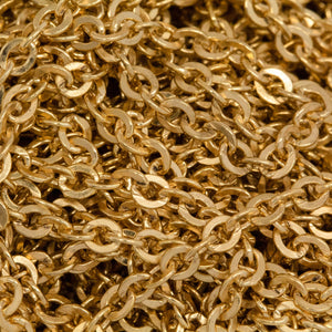 14kt Gold Filled 2.54mm Width by 3.0mm Length, Flat Cable Chain. Price per: 1 Foot.