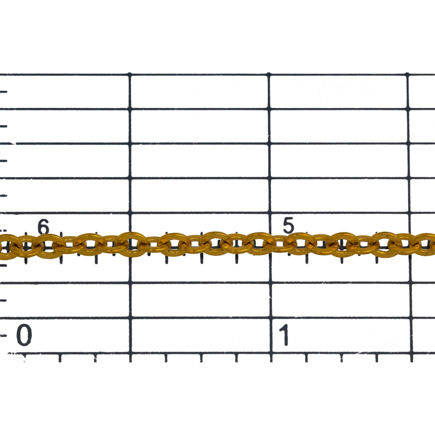 14kt Gold Filled 2.54mm Width by 3.0mm Length, Flat Cable Chain. Price per: 1 Foot.