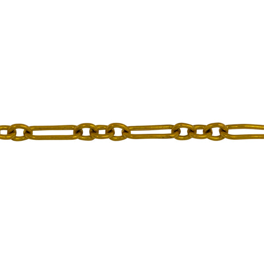 Chain by Foot. 14kt Gold Filled Three of 3.31mm Width by 4.2mm Length Small Oval Links Followed by 3.34mm Width by 9.13mm Length Elongated Oval Link, Smooth Long and Short Chain. Price per: 1 Foot.