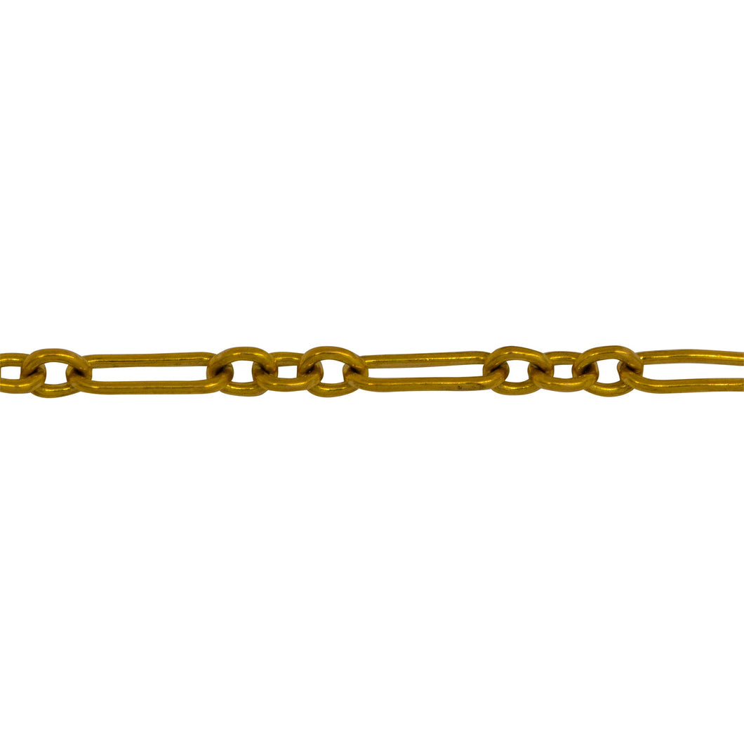 Chain by Foot. 14kt Gold Filled Three of 3.31mm Width by 4.2mm Length Small Oval Links Followed by 3.34mm Width by 9.13mm Length Elongated Oval Link, Smooth Long and Short Chain. Price per: 1 Foot.