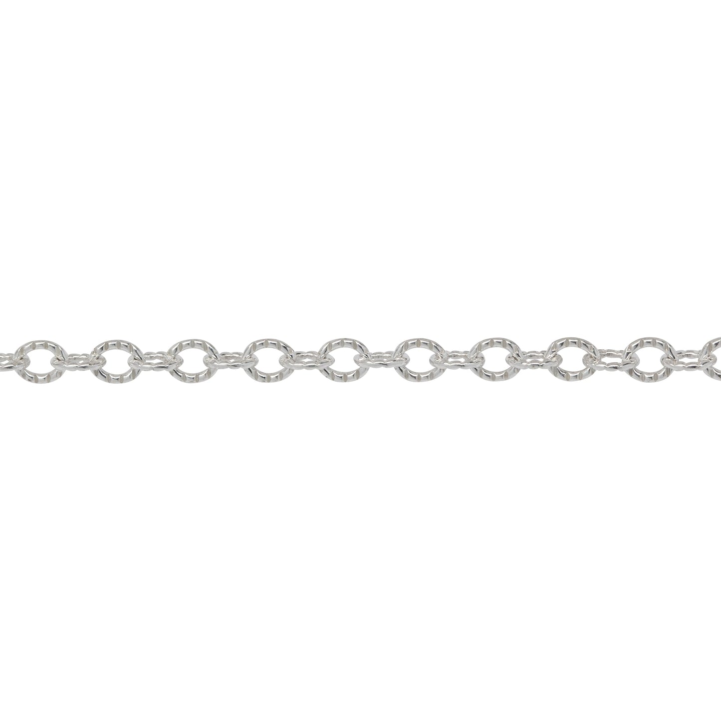 Chain by Foot. Sterling Silver 3.43mm Width by 3.92mm Length, Corrugated Cable Chain. Price per: 1 Foot.