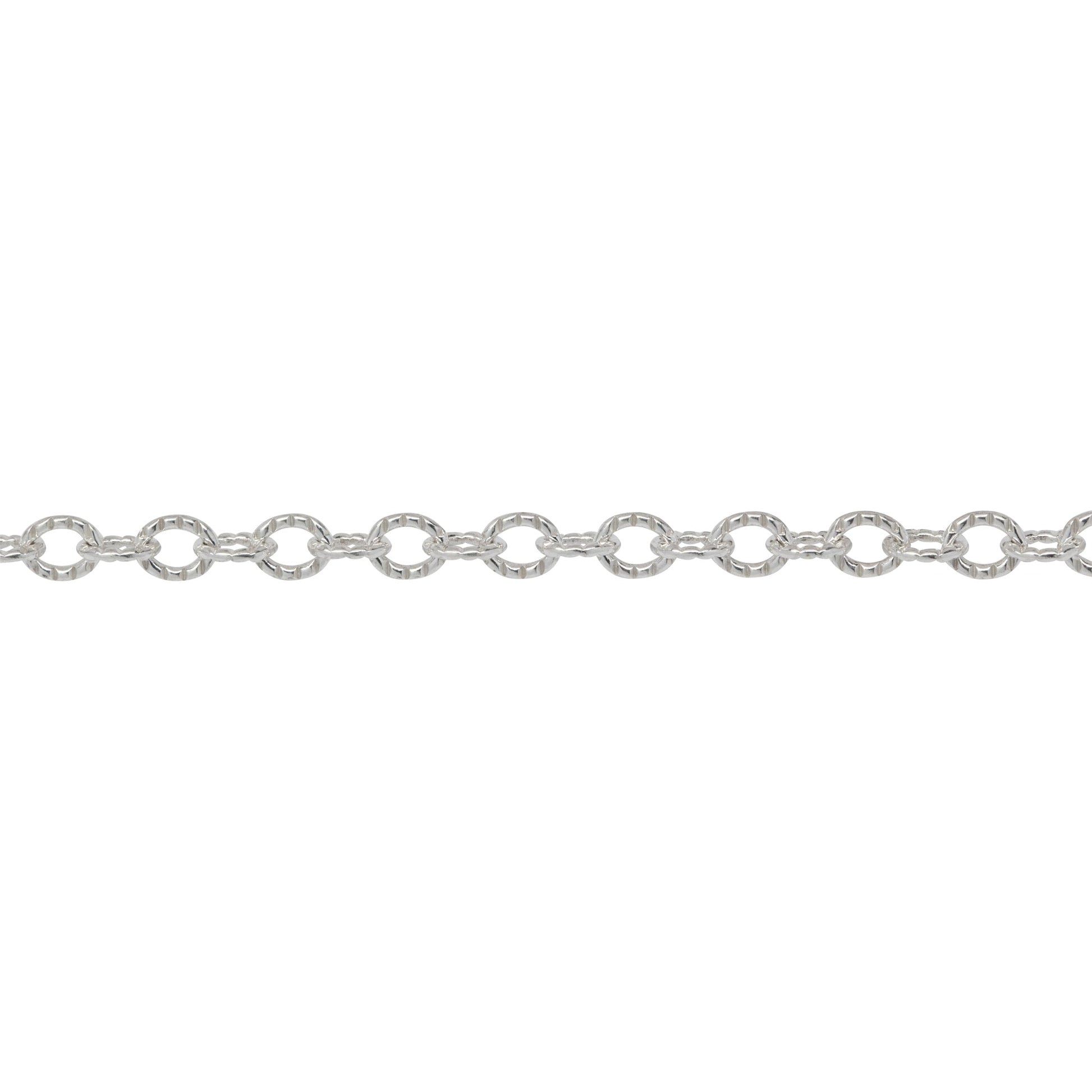 Chain by Foot. Sterling Silver 3.43mm Width by 3.92mm Length, Corrugated Cable Chain. Price per: 1 Foot.