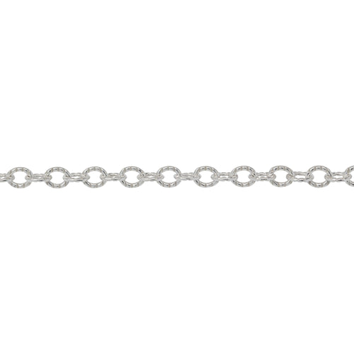 Chain by Foot. Sterling Silver 3.43mm Width by 3.92mm Length, Corrugated Cable Chain. Price per: 1 Foot.