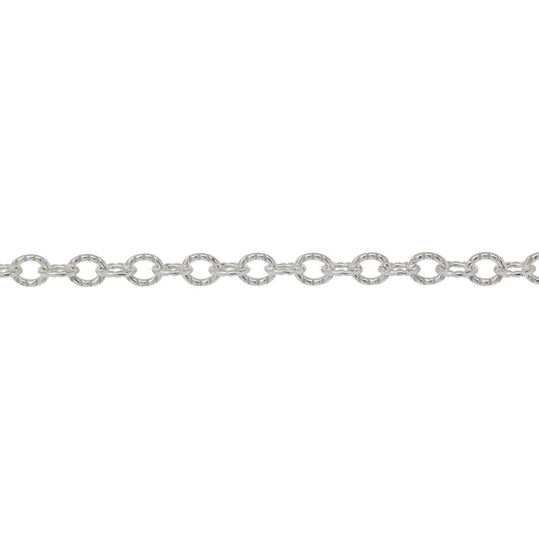 Chain by Foot. Sterling Silver 3.43mm Width by 3.92mm Length, Corrugated Cable Chain. Price per: 1 Foot.