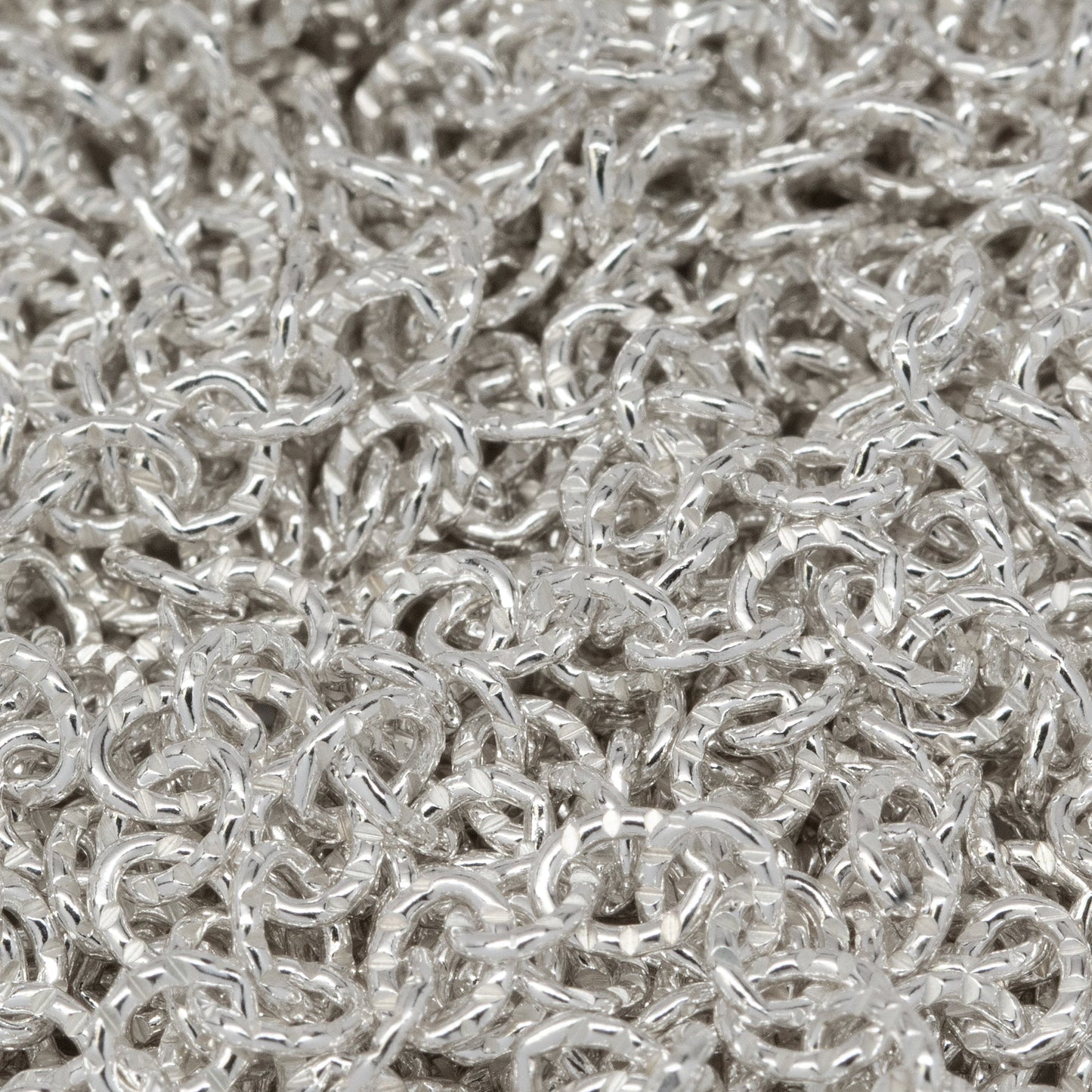 Sterling Silver 3.43mm Width by 3.92mm Length, Corrugated Cable Chain. Price per: 1 Foot.