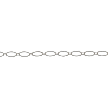 Chain by Foot. Sterling Silver 2.4mm Width by 2.9mm Length Small Smooth Oval Link Connected to 4.4mm Width by 7.8mm Length Larger Flat Oval Link, Flat Long and Short Chain. Price per: 1 Foot.