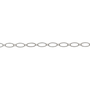 Chain by Foot. Sterling Silver 2.4mm Width by 2.9mm Length Small Smooth Oval Link Connected to 4.4mm Width by 7.8mm Length Larger Flat Oval Link, Flat Long and Short Chain. Price per: 1 Foot.