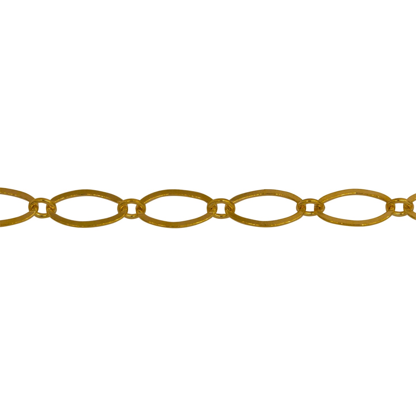 Chain by Foot. 14kt Gold Filled 2.4mm Width by 2.9mm Length Small Smooth Oval Link Connected to 4.4mm Width by 7.8mm Length Larger Flat Oval Link, Flat Long and Short Chain. Price per: 1 Foot.