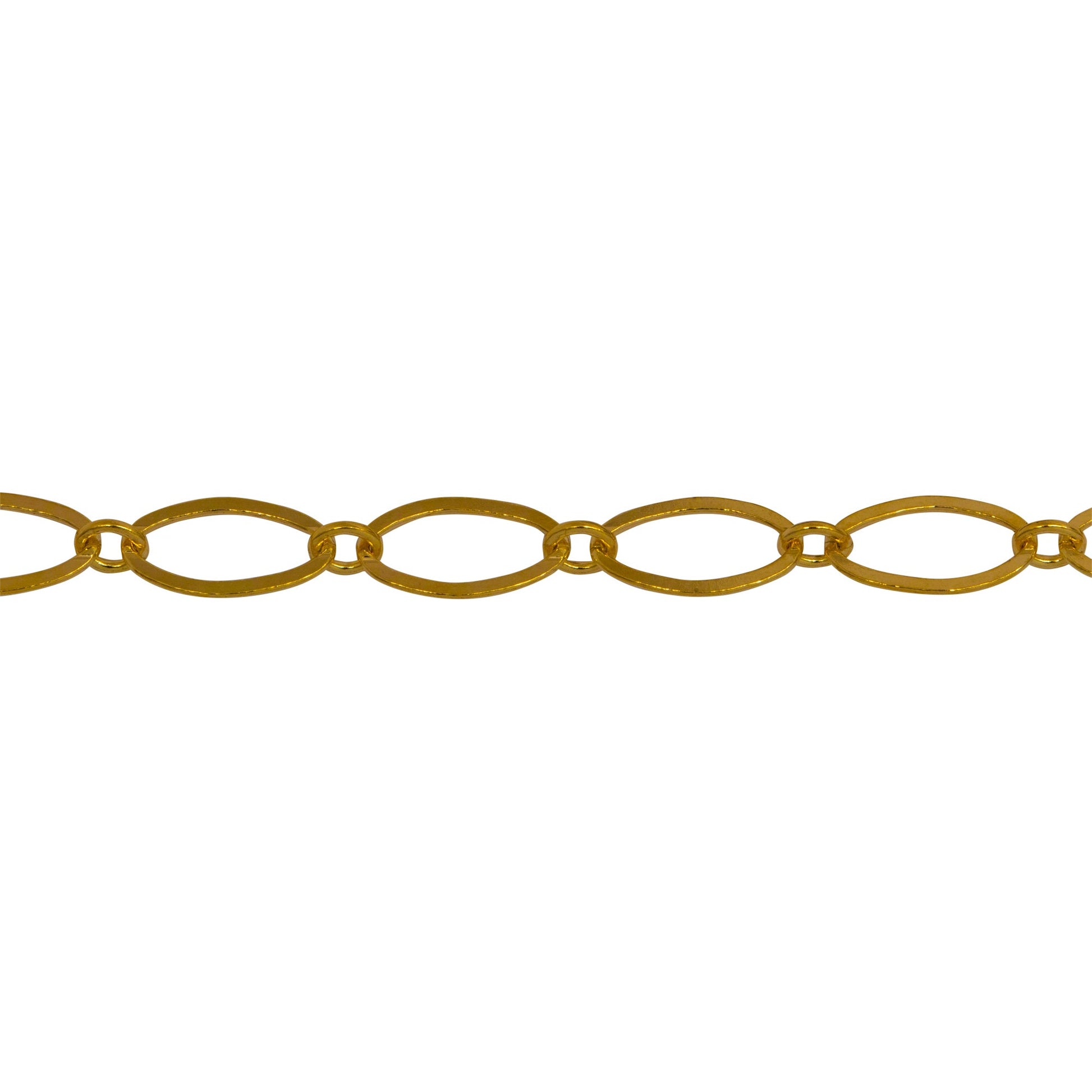 Chain by Foot. 14kt Gold Filled 2.4mm Width by 2.9mm Length Small Smooth Oval Link Connected to 4.4mm Width by 7.8mm Length Larger Flat Oval Link, Flat Long and Short Chain. Price per: 1 Foot.