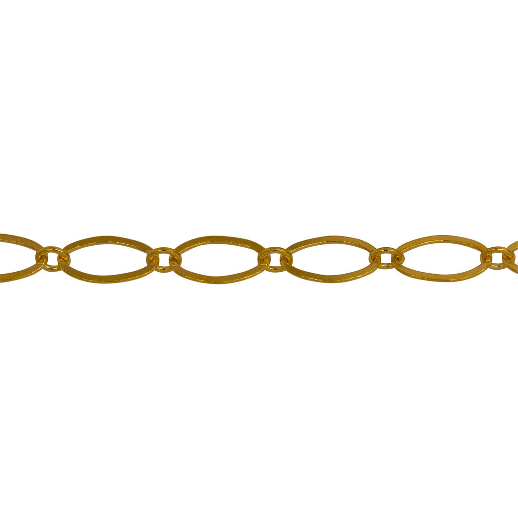 Chain by Foot. 14kt Gold Filled 2.4mm Width by 2.9mm Length Small Smooth Oval Link Connected to 4.4mm Width by 7.8mm Length Larger Flat Oval Link, Flat Long and Short Chain. Price per: 1 Foot.