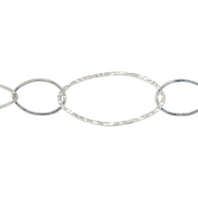 Load image into Gallery viewer, Chain by Foot. Sterling Silver Five of 13.8mm Width by 20.8mm Length Smaller Flat Oval Links Followed by 22.7mm Width by 40.4mm Length Large Hammered Oval Link, Long and Short Chain. Price per: 1 Foot.
