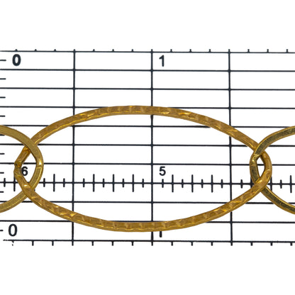 14kt Gold Filled Five of 13.8mm Width by 20.8mm Length Smaller Flat Oval Links Followed by 22.7mm Width by 40.4mm Length Large Hammered Oval Link, Long and Short Chain. Price per: 1 Foot.
