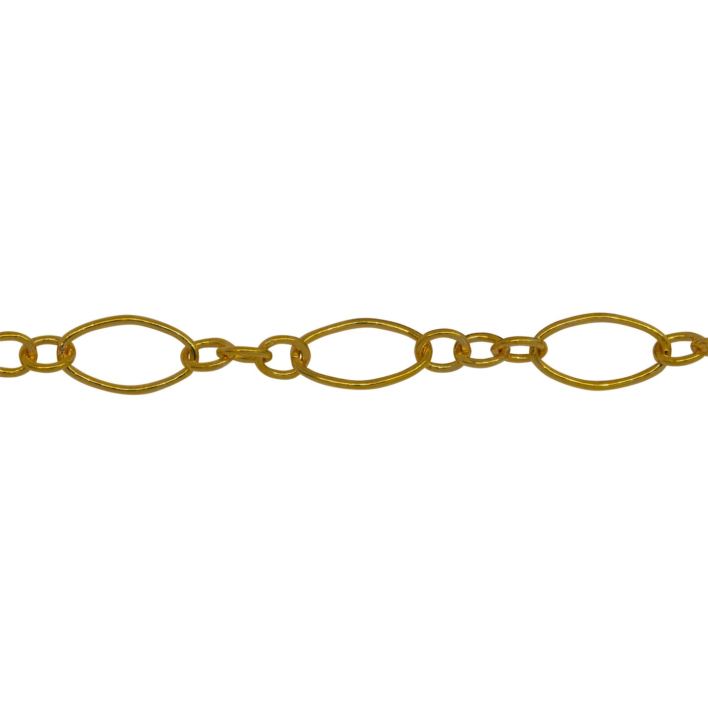 Chain by Foot. 14kt Gold Filled Three of 2.59mm Width by 2.85mm Length Smaller Oval Links Followed by 4.27mm Width by 7.4mm Length Larger Oval Link, Smooth Long and Short Chain. Price per: 1 Foot.