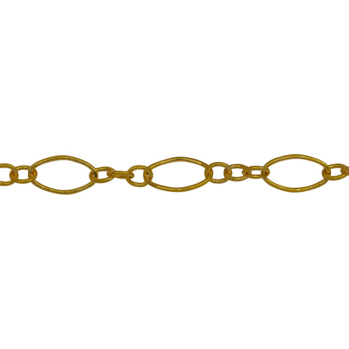 Chain by Foot. 14kt Gold Filled Three of 2.59mm Width by 2.85mm Length Smaller Oval Links Followed by 4.27mm Width by 7.4mm Length Larger Oval Link, Smooth Long and Short Chain. Price per: 1 Foot.