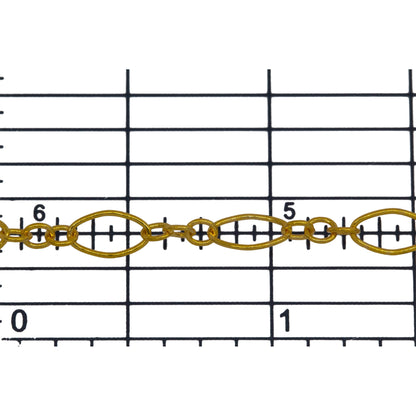 14kt Gold Filled Three of 2.59mm Width by 2.85mm Length Smaller Oval Links Followed by 4.27mm Width by 7.4mm Length Larger Oval Link, Smooth Long and Short Chain. Price per: 1 Foot.