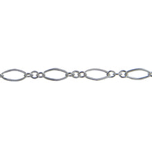 Load image into Gallery viewer, Sterling Silver Three of 2.4mm Width by 3.0mm Length Smaller Oval Links With Middle Oval Link being Flat one, Followed by 3.6mm Width by 7.4mm Length Larger Flat Oval Link, Long and Short Chain. Price per: 1 Foot.
