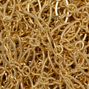 14kt Gold Filled Three of 2.4mm Width by 3.0mm Length Smaller Oval Links With Middle Oval Link being Flat one, Followed by 3.6mm Width by 7.4mm Length Larger Flat Oval Link, Long and Short Chain. Price per: 1 Foot.