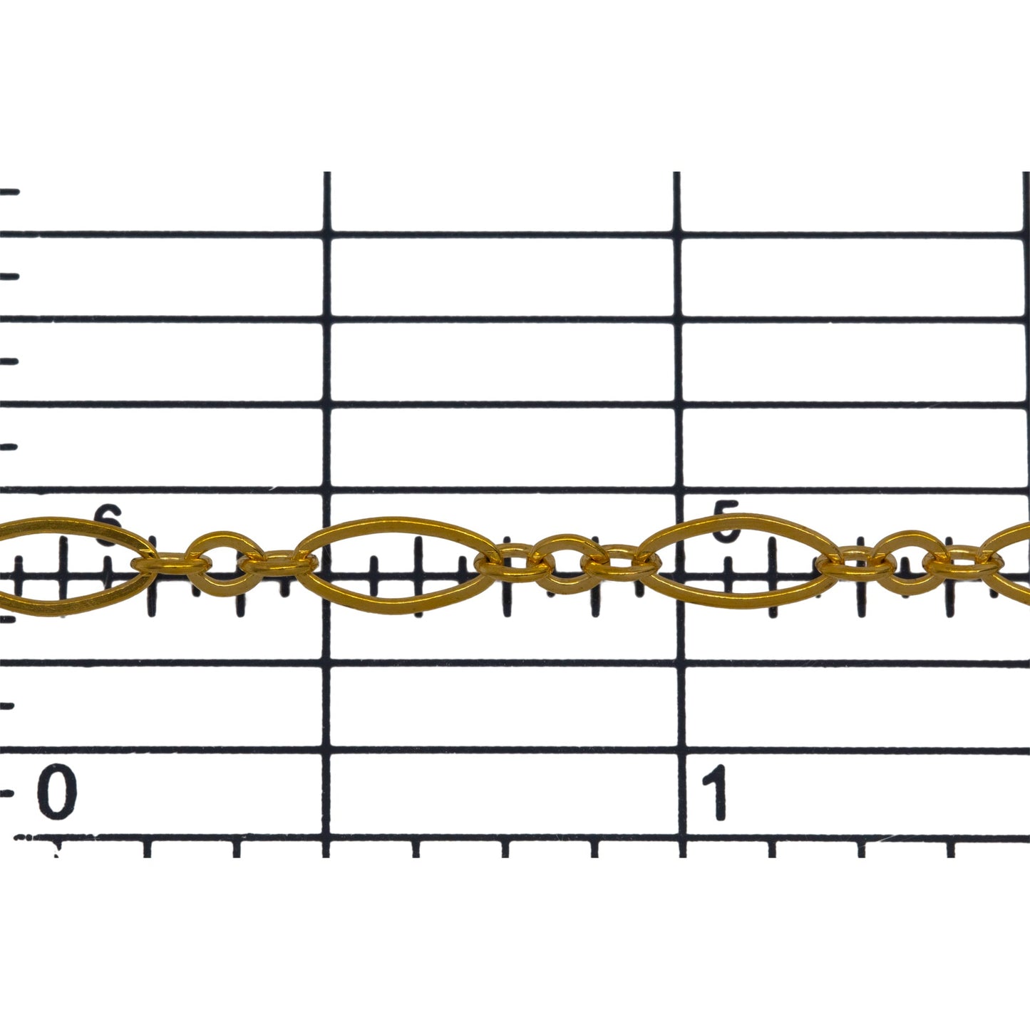 14kt Gold Filled Three of 2.4mm Width by 3.0mm Length Smaller Oval Links With Middle Oval Link being Flat one, Followed by 3.6mm Width by 7.4mm Length Larger Flat Oval Link, Long and Short Chain. Price per: 1 Foot.
