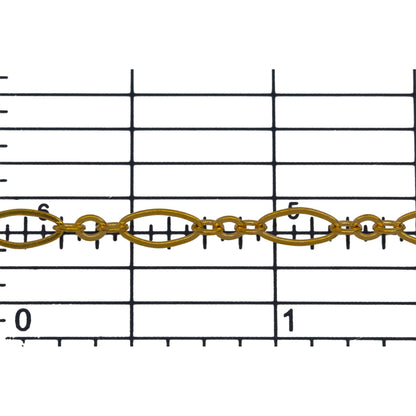 14kt Gold Filled Three of 2.4mm Width by 3.0mm Length Smaller Oval Links With Middle Oval Link being Flat one, Followed by 3.6mm Width by 7.4mm Length Larger Flat Oval Link, Long and Short Chain. Price per: 1 Foot.