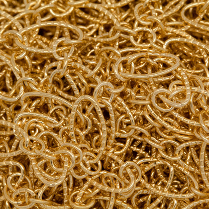 14kt Gold Filled Three of 2.4mm Width by 3.0mm Length Small Oval Links With Middle Small Oval Link being Corrugated One, Followed by 3.9mm Width by 7.8mm Length Large Corrugated Oval Link, Long and Short Chain. Price per: 1 Foot.