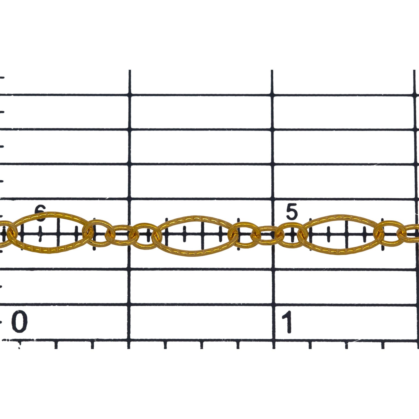 14kt Gold Filled Three of 2.4mm Width by 3.0mm Length Small Oval Links With Middle Small Oval Link being Corrugated One, Followed by 3.9mm Width by 7.8mm Length Large Corrugated Oval Link, Long and Short Chain. Price per: 1 Foot.