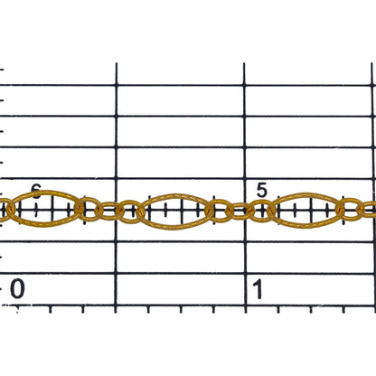 14kt Gold Filled Three of 2.4mm Width by 3.0mm Length Small Oval Links With Middle Small Oval Link being Corrugated One, Followed by 3.9mm Width by 7.8mm Length Large Corrugated Oval Link, Long and Short Chain. Price per: 1 Foot.
