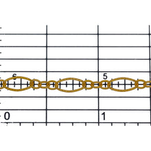 Load image into Gallery viewer, 14kt Gold Filled Three of 2.4mm Width by 3.0mm Length Small Oval Links With Middle Small Oval Link being Corrugated One, Followed by 3.9mm Width by 7.8mm Length Large Corrugated Oval Link, Long and Short Chain. Price per: 1 Foot.
