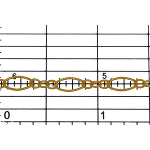 14kt Gold Filled Three of 2.4mm Width by 3.0mm Length Small Oval Links With Middle Small Oval Link being Corrugated One, Followed by 3.9mm Width by 7.8mm Length Large Corrugated Oval Link, Long and Short Chain. Price per: 1 Foot.