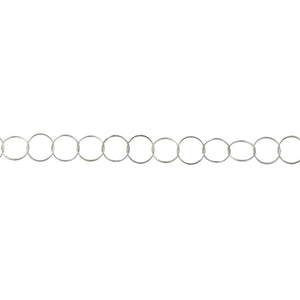 Sterling Silver 3.48mm Width / Length, Round Circle Chain. Price per: 1 Foot.