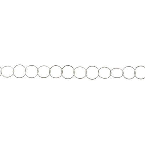 Sterling Silver 3.48mm Width / Length, Round Circle Chain. Price per: 1 Foot.