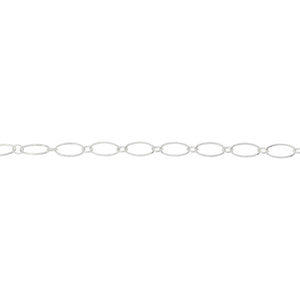 Chain by Foot. Sterling Silver 2.55mm Width by 3.0mm Length Smaller Oval Link Connected to 3.7mm Width by 7.59mm Length Larger Oval Link, Smooth Long and Short Chain. Price per: 1 Foot.