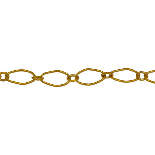 Chain by Foot. 14kt Gold Filled 2.55mm Width by 3.0mm Length Smaller Oval Link Connected to 3.7mm Width by 7.59mm Length Larger Oval Link, Smooth Long and Short Chain. Price per: 1 Foot.