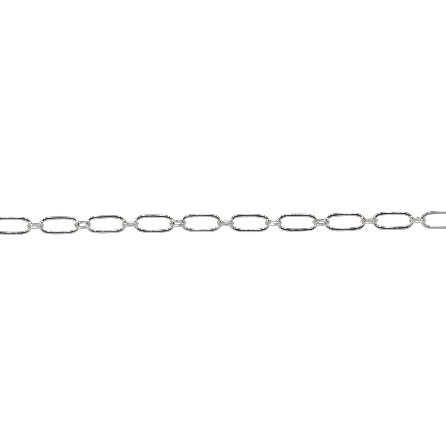 Chain by Foot. Sterling Silver 1.7mm Width by 2.3mm Length Smaller Smooth Oval Link Connected to 2.4mm Width by 5.5mm Length Larger Flat Oval Link, Long and Short Chain. Price per: 1 Foot.