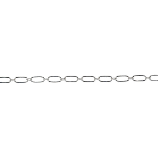 Chain by Foot. Sterling Silver 1.7mm Width by 2.3mm Length Smaller Smooth Oval Link Connected to 2.4mm Width by 5.5mm Length Larger Flat Oval Link, Long and Short Chain. Price per: 1 Foot.