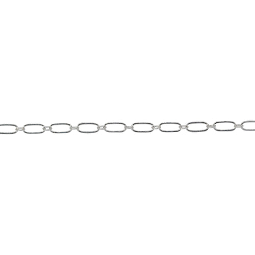 Chain by Foot. Sterling Silver 1.7mm Width by 2.3mm Length Smaller Smooth Oval Link Connected to 2.4mm Width by 5.5mm Length Larger Flat Oval Link, Long and Short Chain. Price per: 1 Foot.